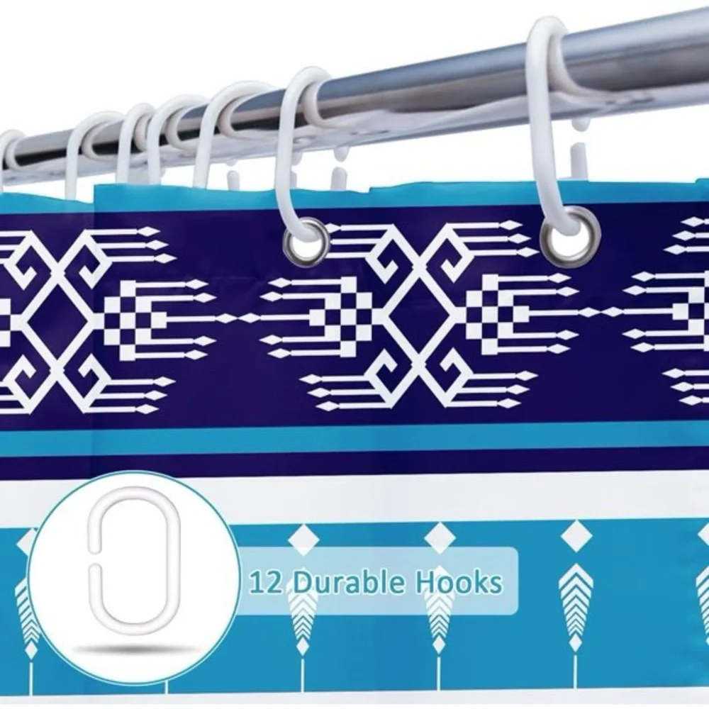 NWT SASTYBALE Boho Farmhouse Shower Curtain with 12 Hooks, 72x84 Inch